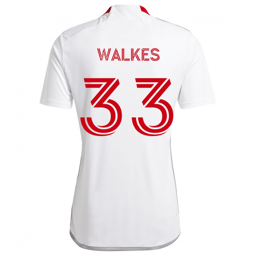 Kandiny Donna Maglia Reshaun Walkes #33 Bianco Rosso Kit Gara Away 2024/25 Maglietta