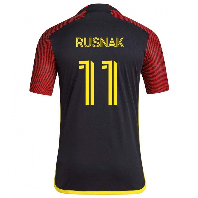 Kandiny Damen Albert Rusnák #11 Rot Schwarz Auswärtstrikot Trikot 2024/25 T-Shirt Österreich