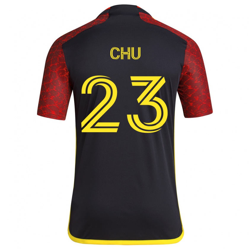 Kandiny Damen Léo Chú #23 Rot Schwarz Auswärtstrikot Trikot 2024/25 T-Shirt Österreich