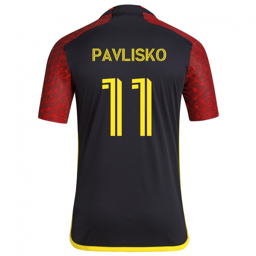 Kandiny Donna Maglia Kirsten Pavlisko #11 Rosso Nero Kit Gara Away 2024/25 Maglietta