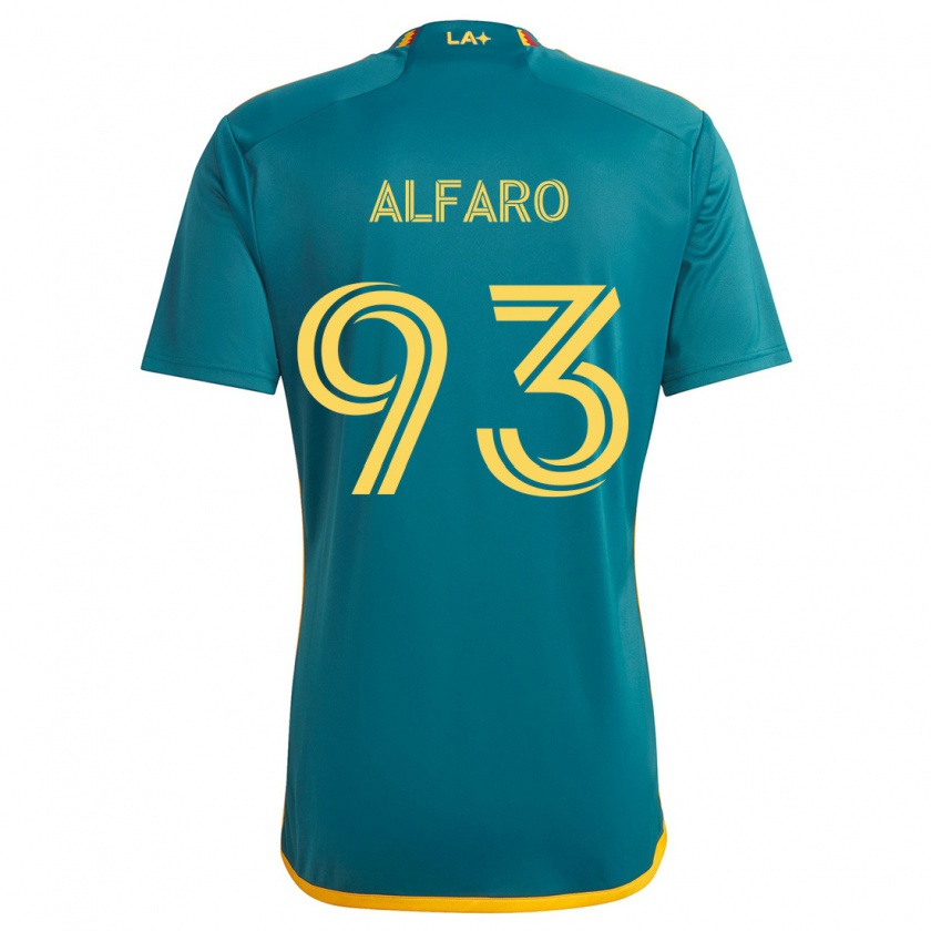 Kandiny Mujer Camiseta Tony Alfaro #93 Verde Amarillo 2ª Equipación 2024/25 La Camisa