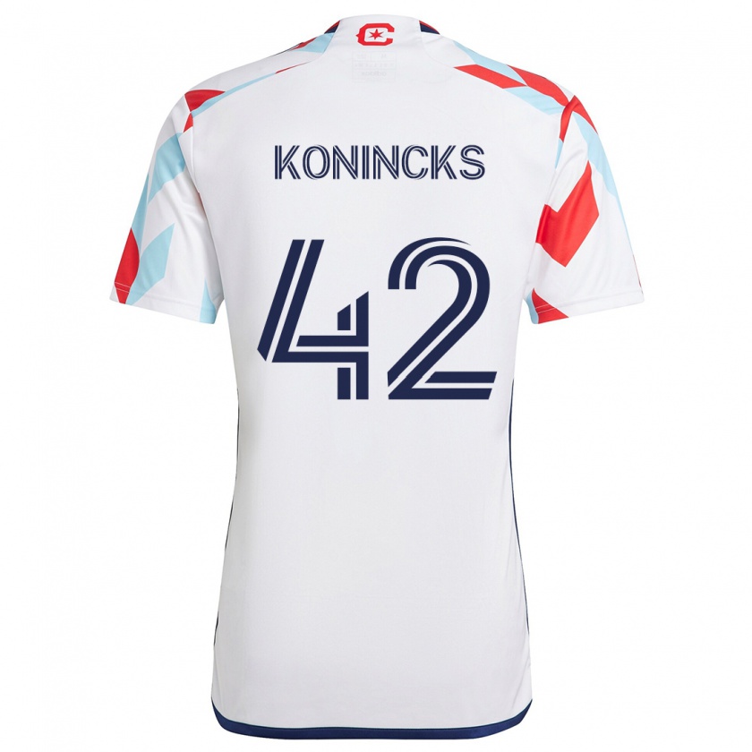 Kandiny Donna Maglia Diego Konincks #42 Bianco Rosso Blu Kit Gara Away 2024/25 Maglietta