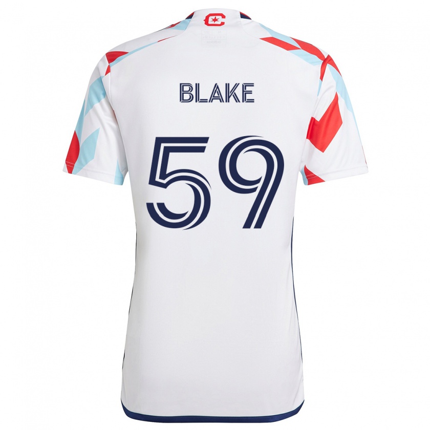 Kandiny Dames Romain Blake #59 Wit Rood Blauw Uitshirt Uittenue 2024/25 T-Shirt België