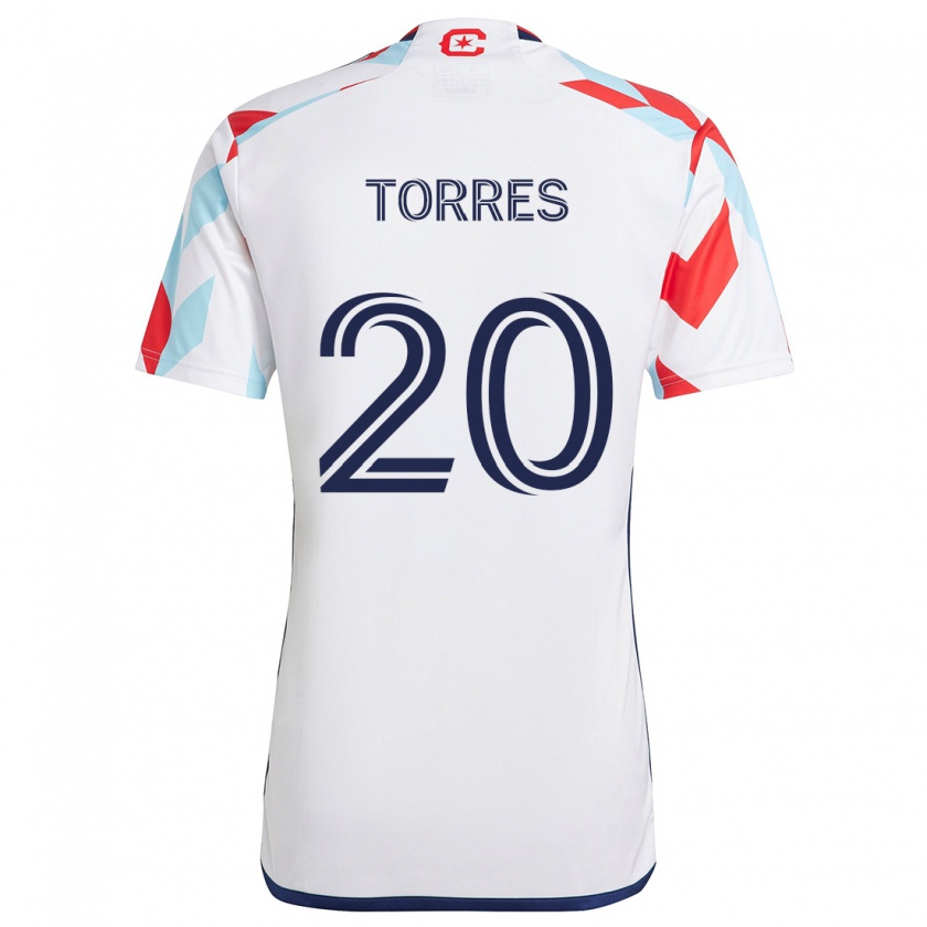 Kandiny Dames Jairo Torres #20 Wit Rood Blauw Uitshirt Uittenue 2024/25 T-Shirt België