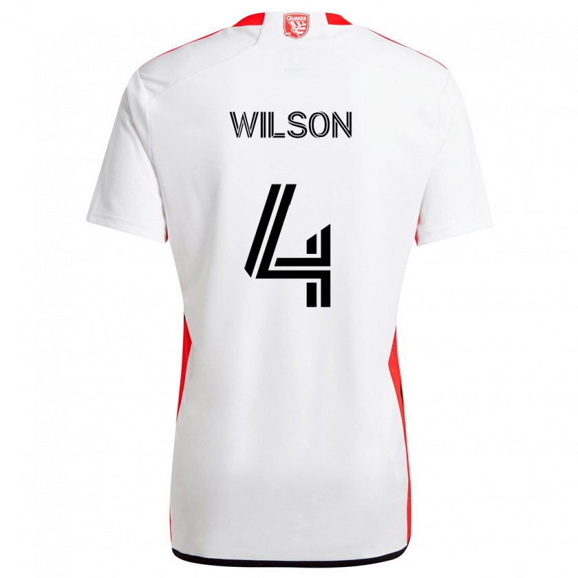 Kandiny Donna Maglia Bruno Wilson #4 Bianco Rosso Kit Gara Away 2024/25 Maglietta