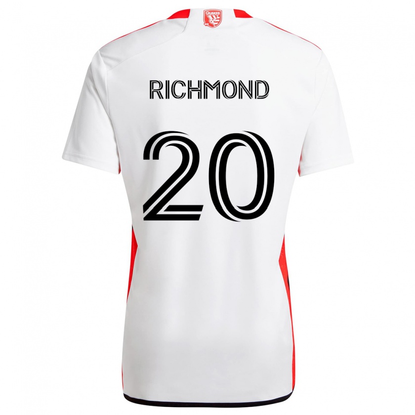 Kandiny Donna Maglia Will Richmond #20 Bianco Rosso Kit Gara Away 2024/25 Maglietta