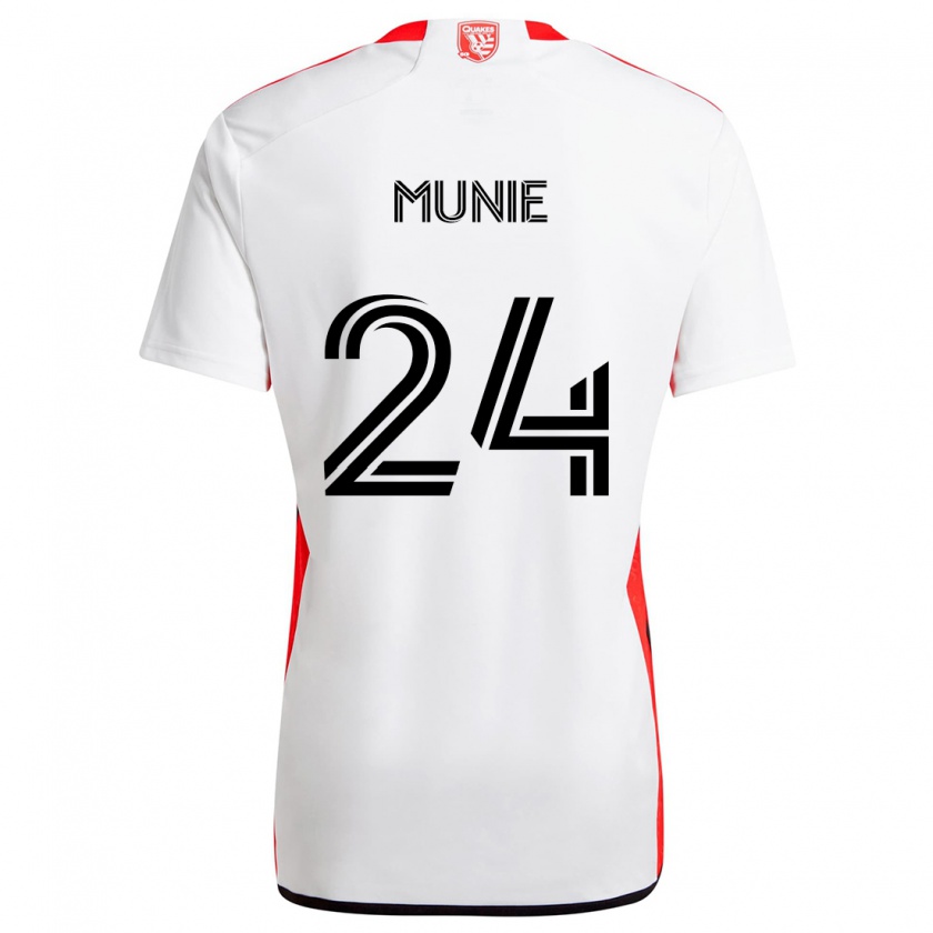 Kandiny Donna Maglia Daniel Munie #24 Bianco Rosso Kit Gara Away 2024/25 Maglietta