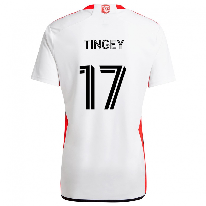 Kandiny Donna Maglia Keegan Tingey #17 Bianco Rosso Kit Gara Away 2024/25 Maglietta