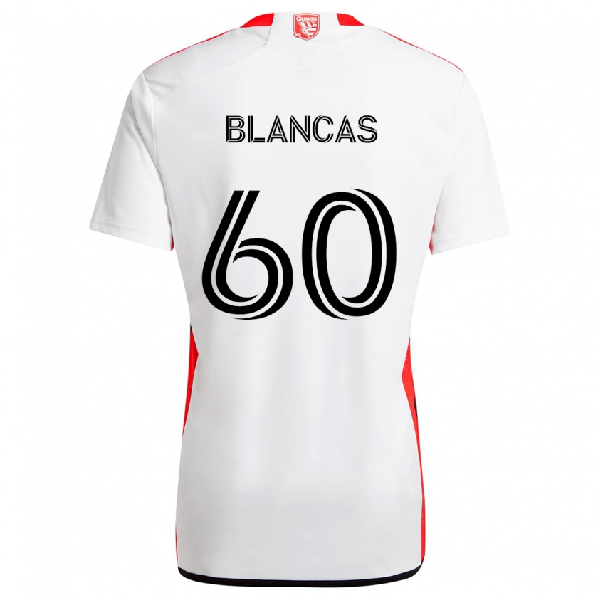 Kandiny Dames Eduardo Blancas #60 Wit Rood Uitshirt Uittenue 2024/25 T-Shirt