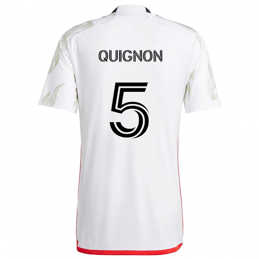 Kandiny Donna Maglia Facundo Quignón #5 Bianco Rosso Nero Kit Gara Away 2024/25 Maglietta