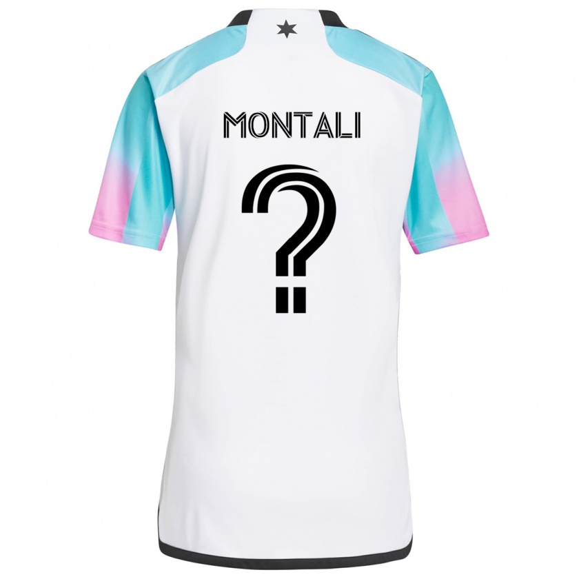 Kandiny Donna Maglia Francesco Montali #0 Bianco Blu Nero Kit Gara Away 2024/25 Maglietta