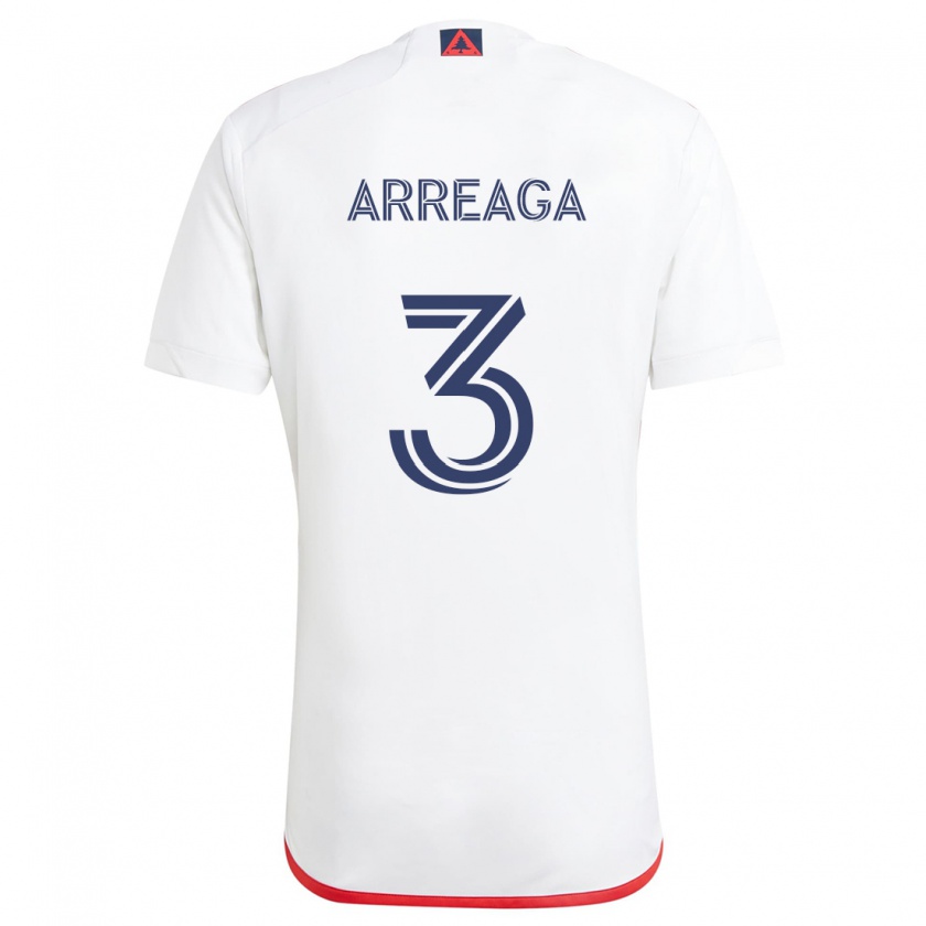 Kandiny Donna Maglia Xavier Arreaga #3 Bianco Rosso Kit Gara Away 2024/25 Maglietta