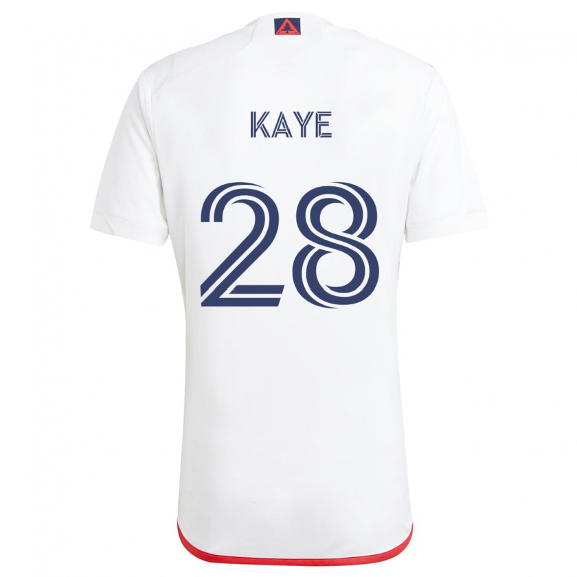 Kandiny Mujer Camiseta Mark-Anthony Kaye #28 Blanco Rojo 2ª Equipación 2024/25 La Camisa