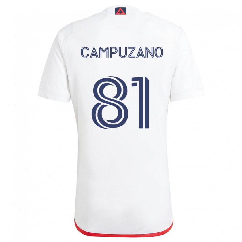 Kandiny Mujer Camiseta Nico Campuzano #81 Blanco Rojo 2ª Equipación 2024/25 La Camisa