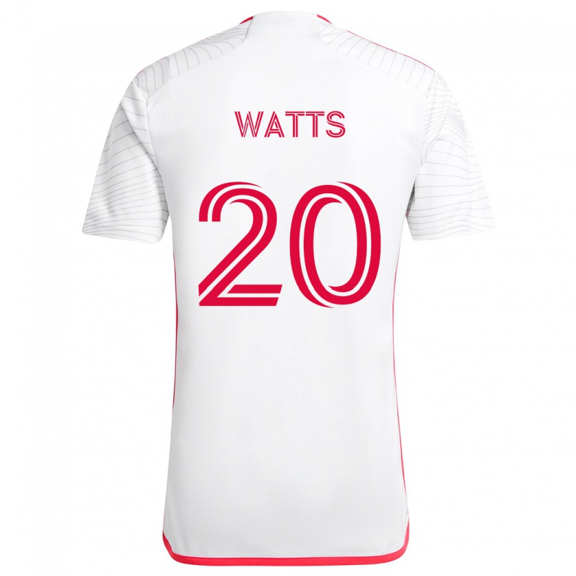 Kandiny Mujer Camiseta Akil Watts #20 Blanco Rojo 2ª Equipación 2024/25 La Camisa