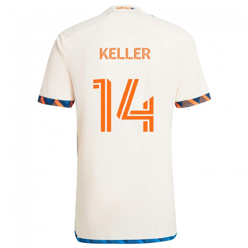 Kandiny Donna Maglia Kipp Keller #14 Bianco Arancione Kit Gara Away 2024/25 Maglietta