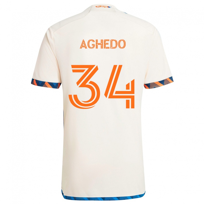 Kandiny Dames London Aghedo #34 Wit Oranje Uitshirt Uittenue 2024/25 T-Shirt België