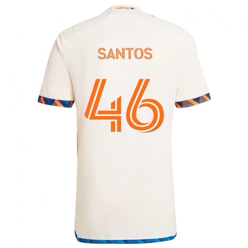 Kandiny Dames Guilherme Santos #46 Wit Oranje Uitshirt Uittenue 2024/25 T-Shirt België