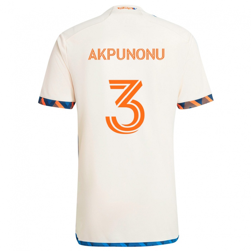 Kandiny Donna Maglia Joey Akpunonu #3 Bianco Arancione Kit Gara Away 2024/25 Maglietta