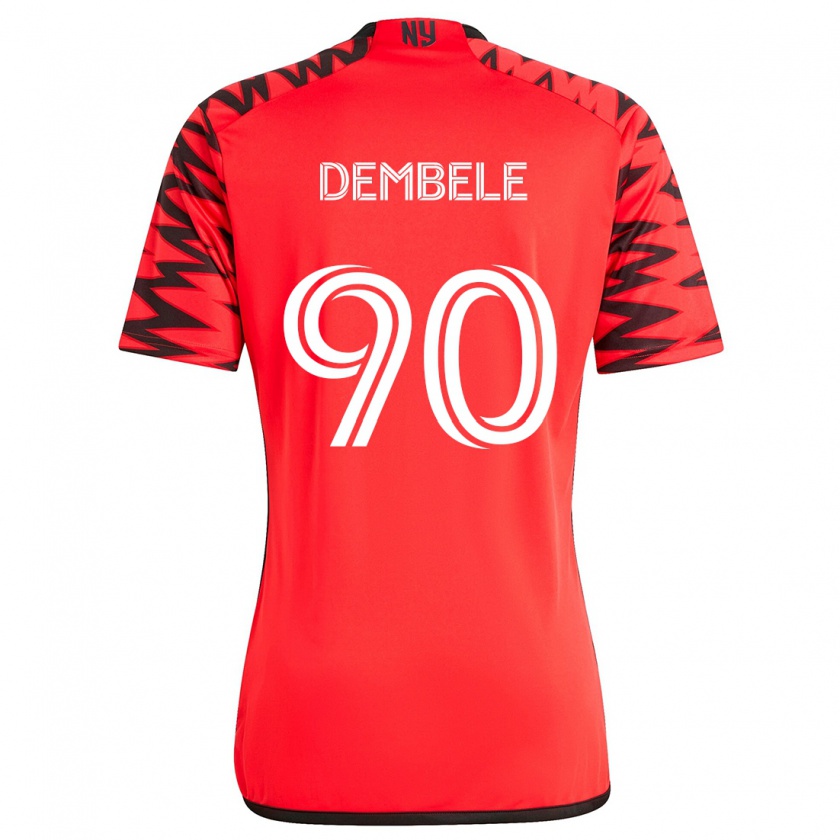 Kandiny Donna Maglia Malick Dembele #90 Rosso Nero Bianco Kit Gara Away 2024/25 Maglietta