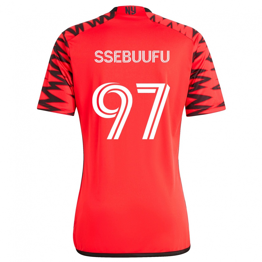 Kandiny Donna Maglia Frank Ssebuufu #97 Rosso Nero Bianco Kit Gara Away 2024/25 Maglietta