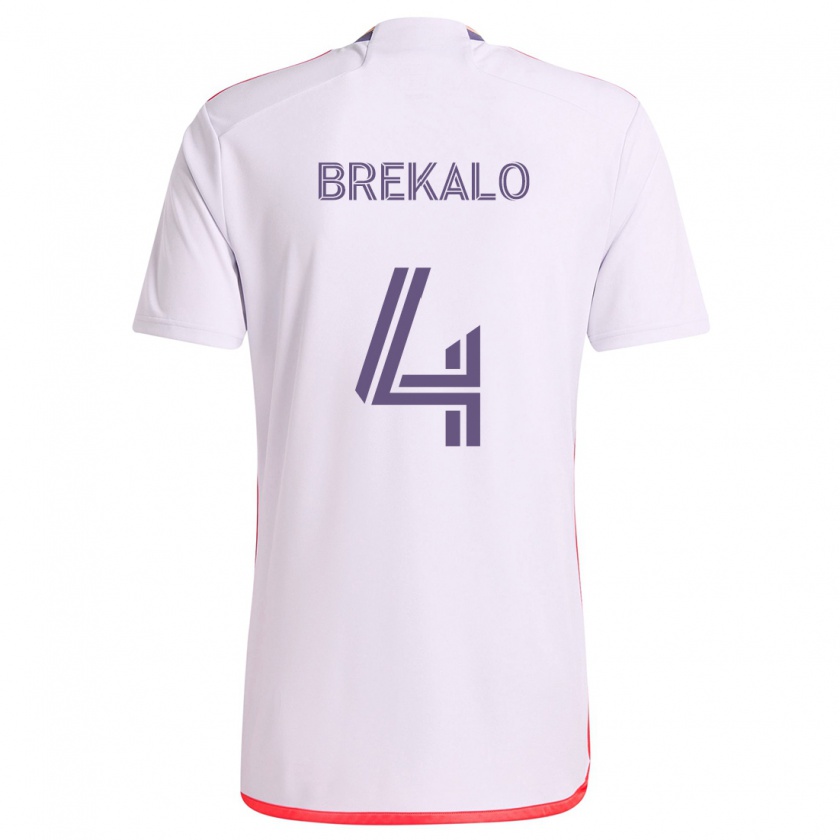 Kandiny Donna Maglia David Brekalo #4 Bianco Rosso Viola Kit Gara Away 2024/25 Maglietta