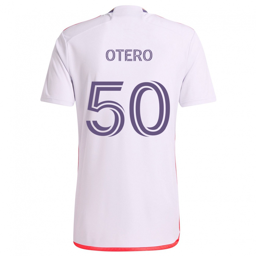 Kandiny Dames Javier Otero #50 Wit Rood Paars Uitshirt Uittenue 2024/25 T-Shirt België