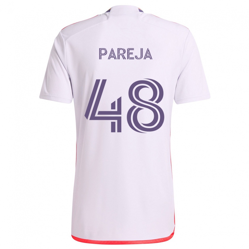 Kandiny Donna Maglia Diego Pareja #48 Bianco Rosso Viola Kit Gara Away 2024/25 Maglietta