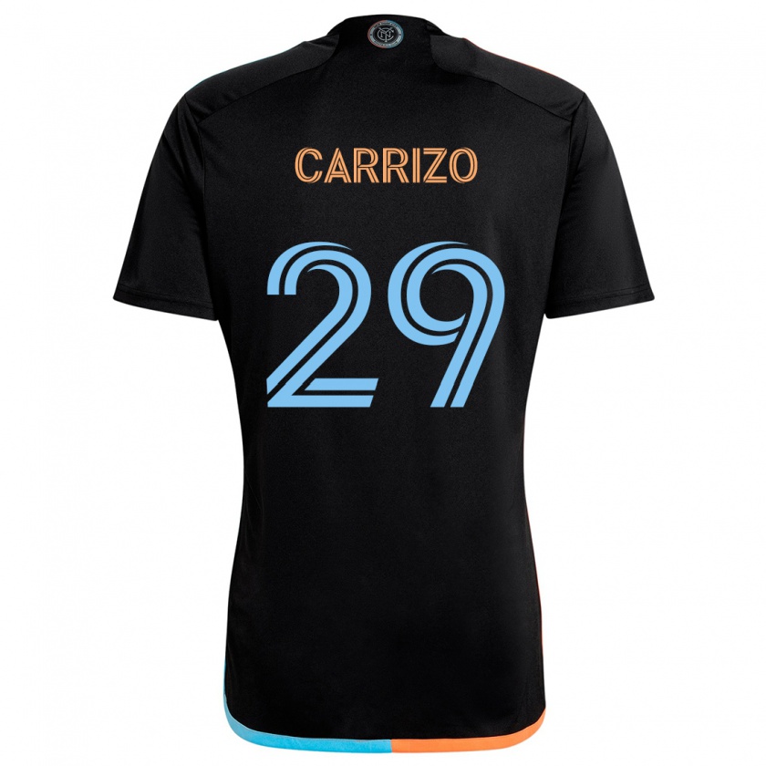 Kandiny Donna Maglia Máximo Carrizo #29 Nero Arancione Blu Kit Gara Away 2024/25 Maglietta