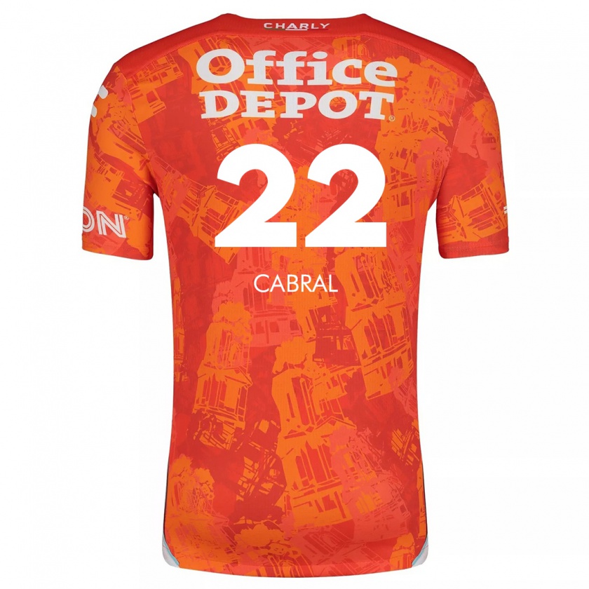 Kandiny Dames Gustavo Cabral #22 Oranje Wit Uitshirt Uittenue 2024/25 T-Shirt