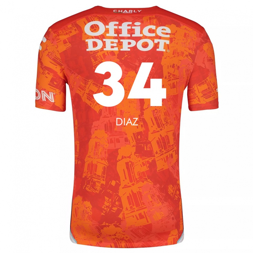 Kandiny Dames Karen Díaz #34 Oranje Wit Uitshirt Uittenue 2024/25 T-Shirt