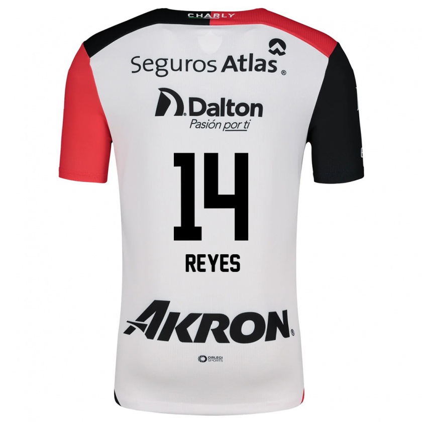 Kandiny Mujer Camiseta Luis Reyes #14 Blanco Rojo Negro 2ª Equipación 2024/25 La Camisa