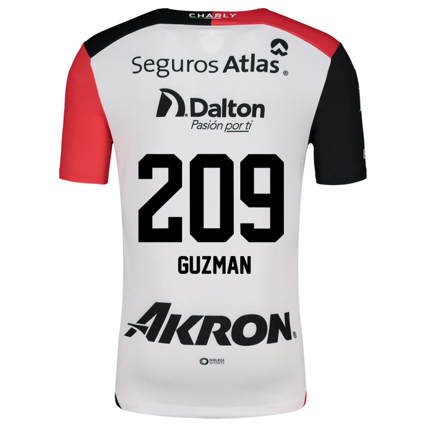 Kandiny Mujer Camiseta Jorge Guzmán #209 Blanco Rojo Negro 2ª Equipación 2024/25 La Camisa