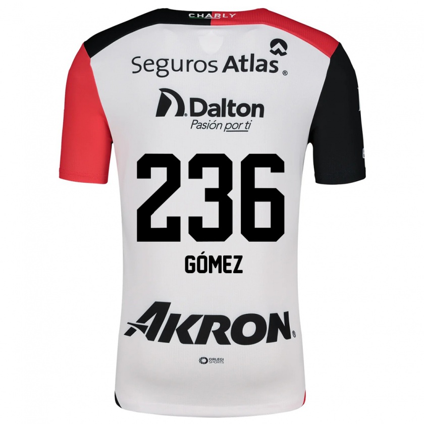 Kandiny Donna Maglia José Gómez #236 Bianco Rosso Nero Kit Gara Away 2024/25 Maglietta