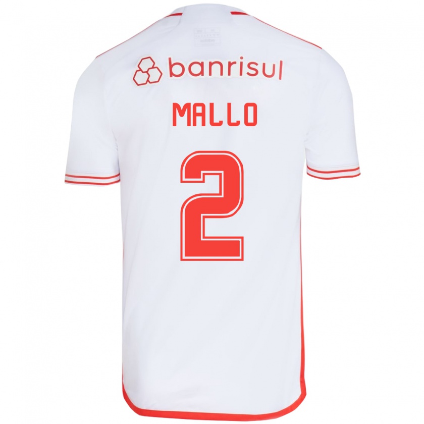 Kandiny Donna Maglia Hugo Mallo #2 Bianco Rosso Kit Gara Away 2024/25 Maglietta