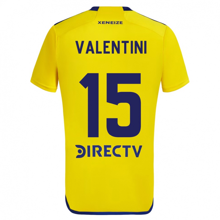 Kandiny Dames Nicolás Valentini #15 Geel Blauw Uitshirt Uittenue 2024/25 T-Shirt