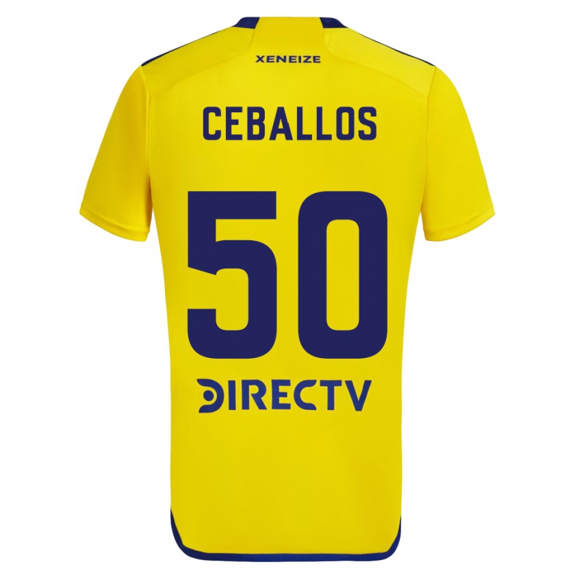 Kandiny Donna Maglia Julián Ceballos #50 Giallo Blu Kit Gara Away 2024/25 Maglietta