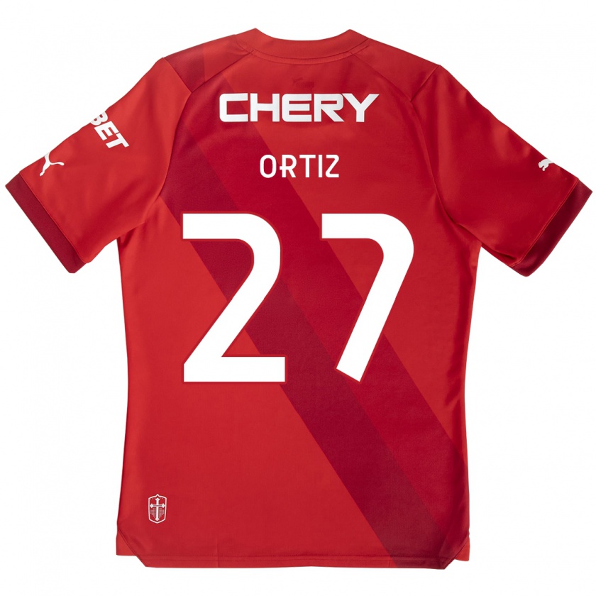 Kandiny Dames Jorge Ortiz #27 Rood Wit Uitshirt Uittenue 2024/25 T-Shirt België