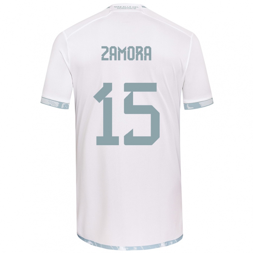 Kandiny Mujer Camiseta Daniela Zamora #15 Gris Blanco 2ª Equipación 2024/25 La Camisa