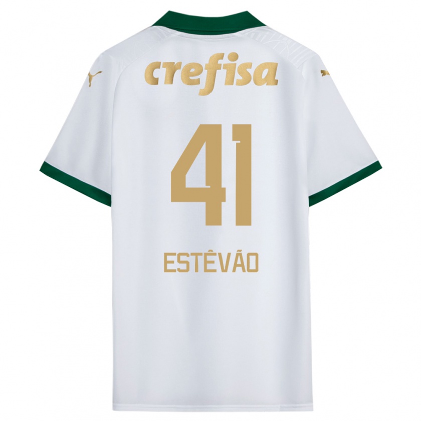 Kandiny Donna Maglia Estêvão #41 Bianco Verde Kit Gara Away 2024/25 Maglietta