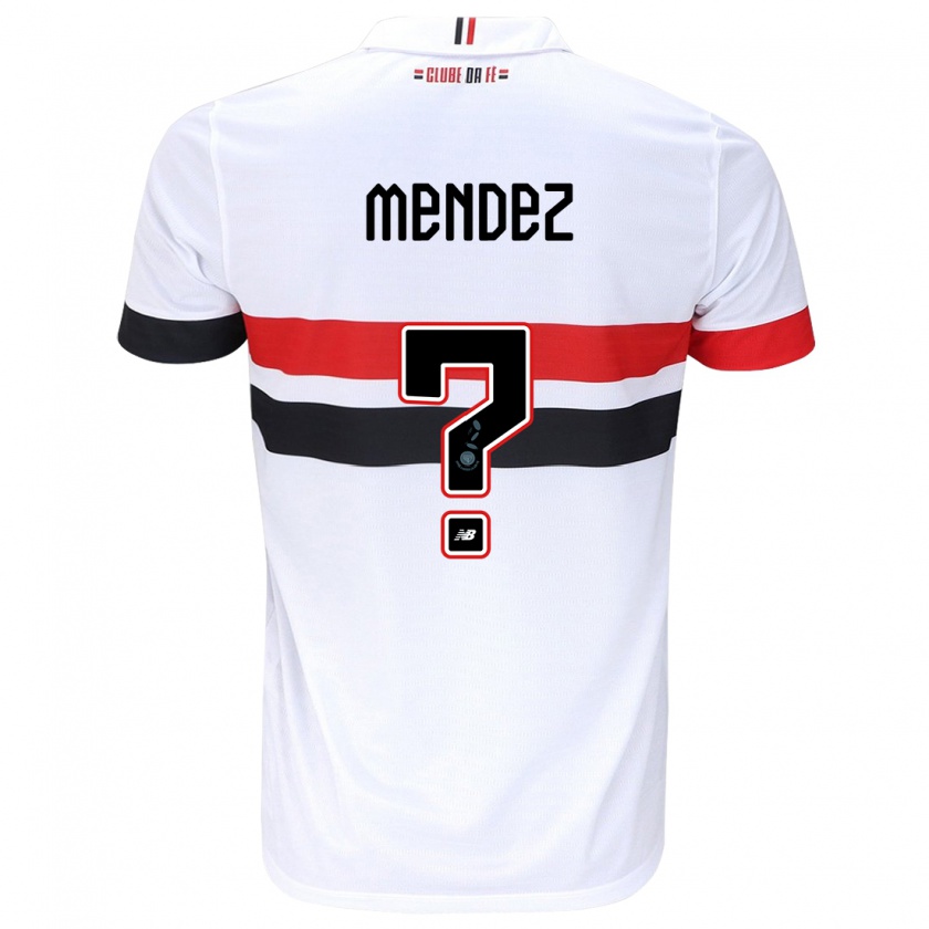 Kandiny Niño Camiseta Jhegson Méndez #0 Blanco Rojo Negro 1ª Equipación 2024/25 La Camisa México