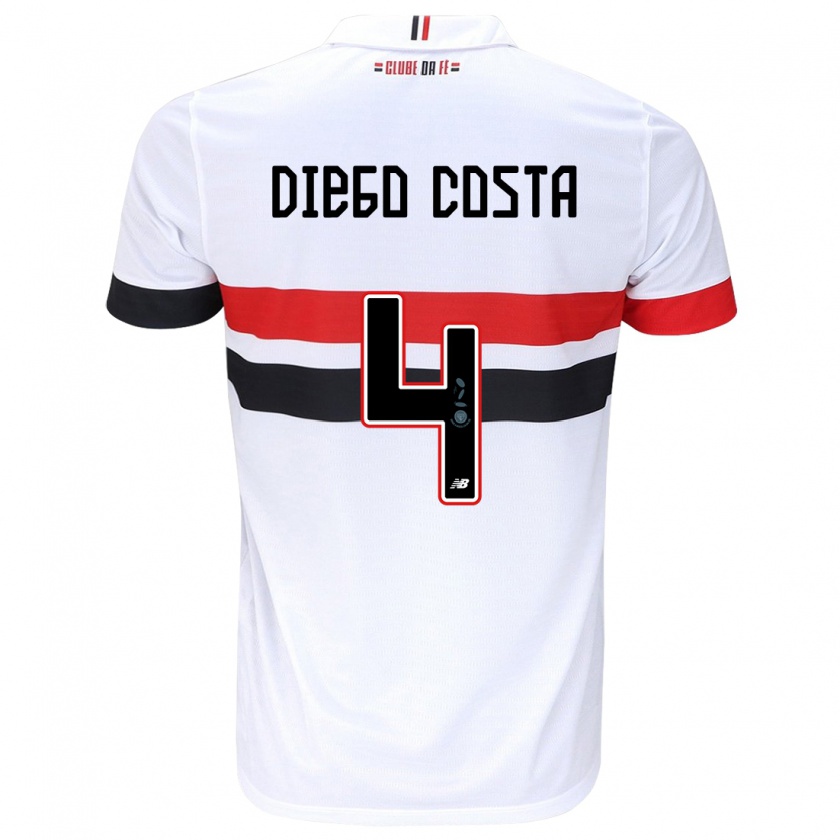 Kandiny Bambino Maglia Diego Costa #4 Bianco Rosso Nero Kit Gara Home 2024/25 Maglietta