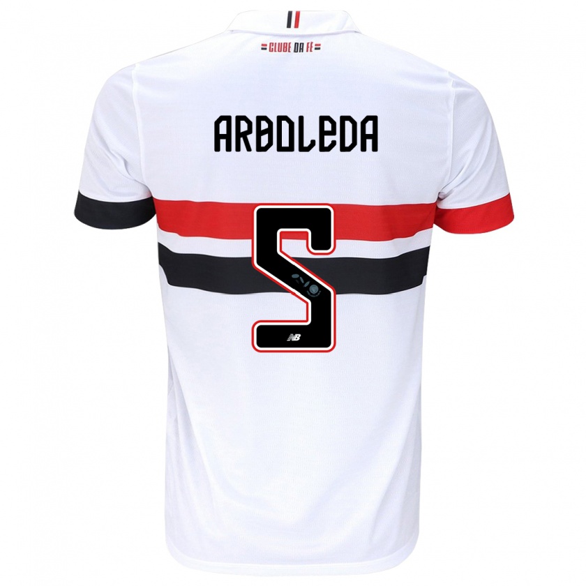 Kandiny Niño Camiseta Robert Arboleda #5 Blanco Rojo Negro 1ª Equipación 2024/25 La Camisa México