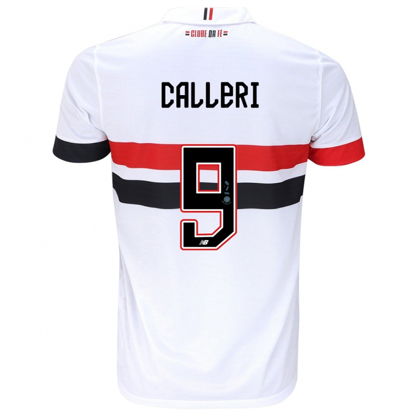 Kandiny Niño Camiseta Jonathan Calleri #9 Blanco Rojo Negro 1ª Equipación 2024/25 La Camisa México