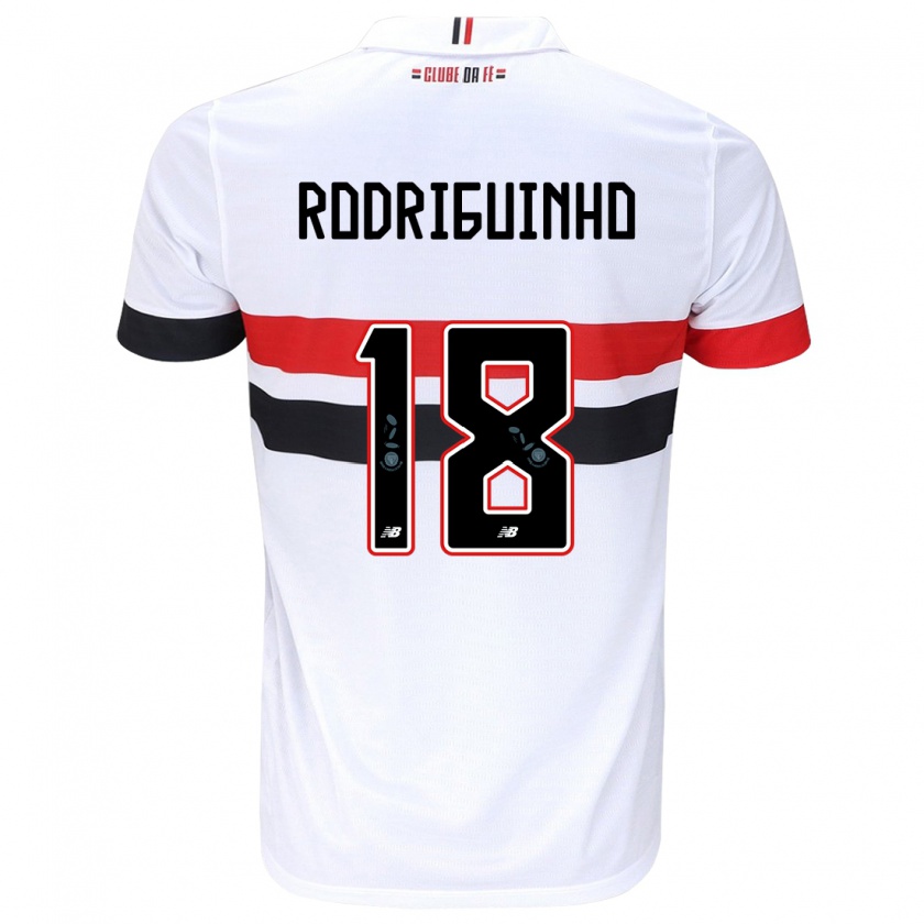 Kandiny Kinderen Rodriguinho #18 Wit Rood Zwart Thuisshirt Thuistenue 2024/25 T-Shirt