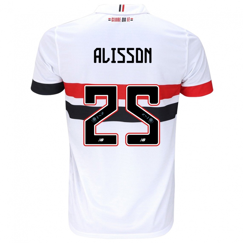 Kandiny Bambino Maglia Alisson #25 Bianco Rosso Nero Kit Gara Home 2024/25 Maglietta