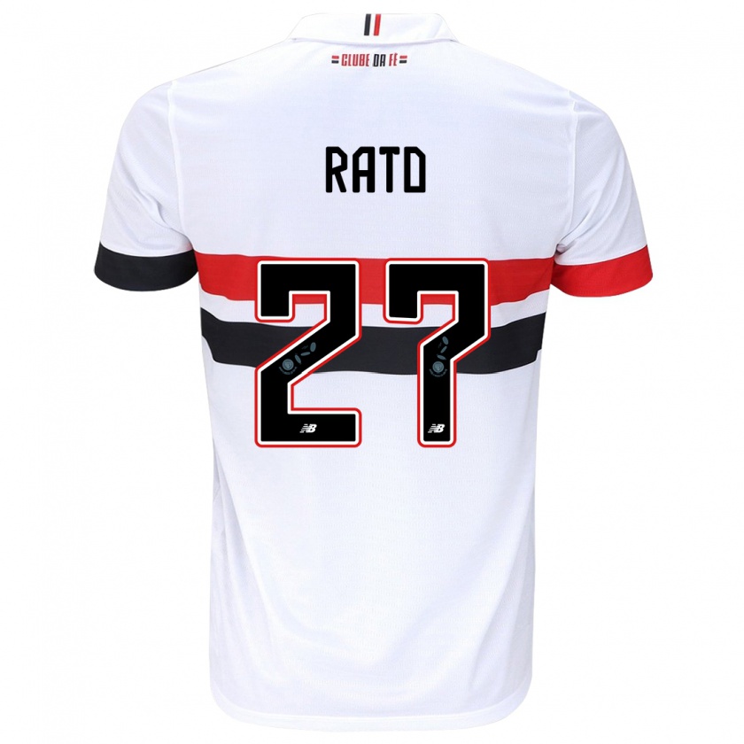 Kandiny Kinderen Wellington Rato #27 Wit Rood Zwart Thuisshirt Thuistenue 2024/25 T-Shirt