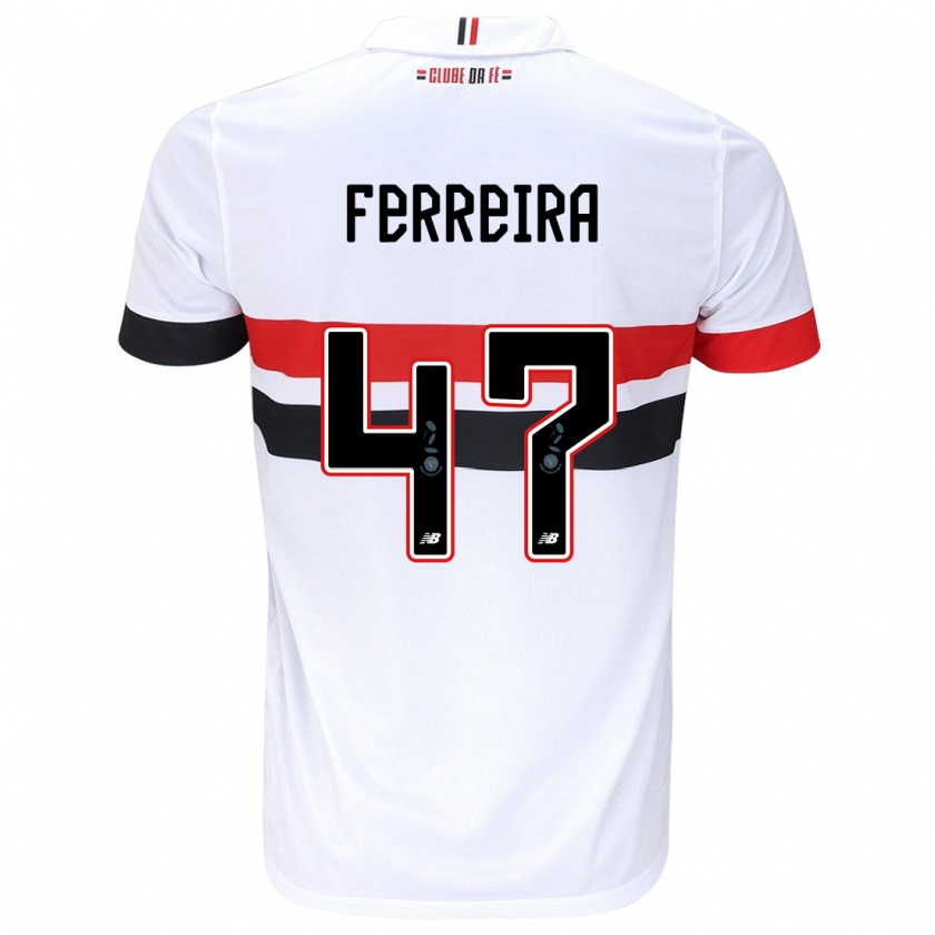 Kandiny Niño Camiseta Ferreirinha #47 Blanco Rojo Negro 1ª Equipación 2024/25 La Camisa México