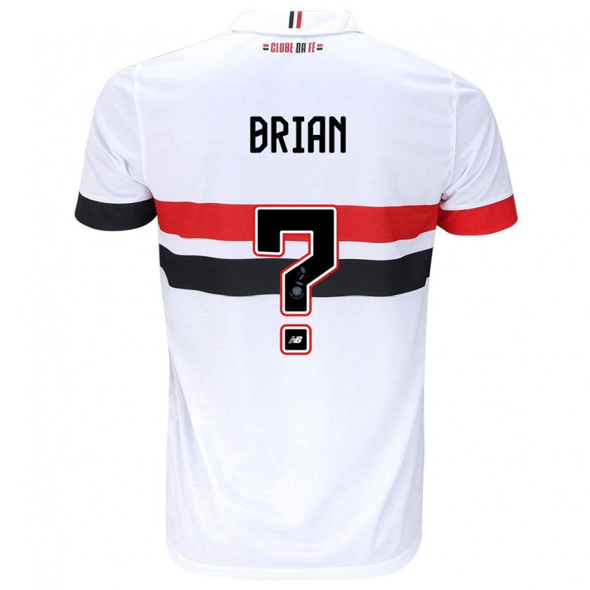 Kandiny Kinderen Brian Carvalho #0 Wit Rood Zwart Thuisshirt Thuistenue 2024/25 T-Shirt België