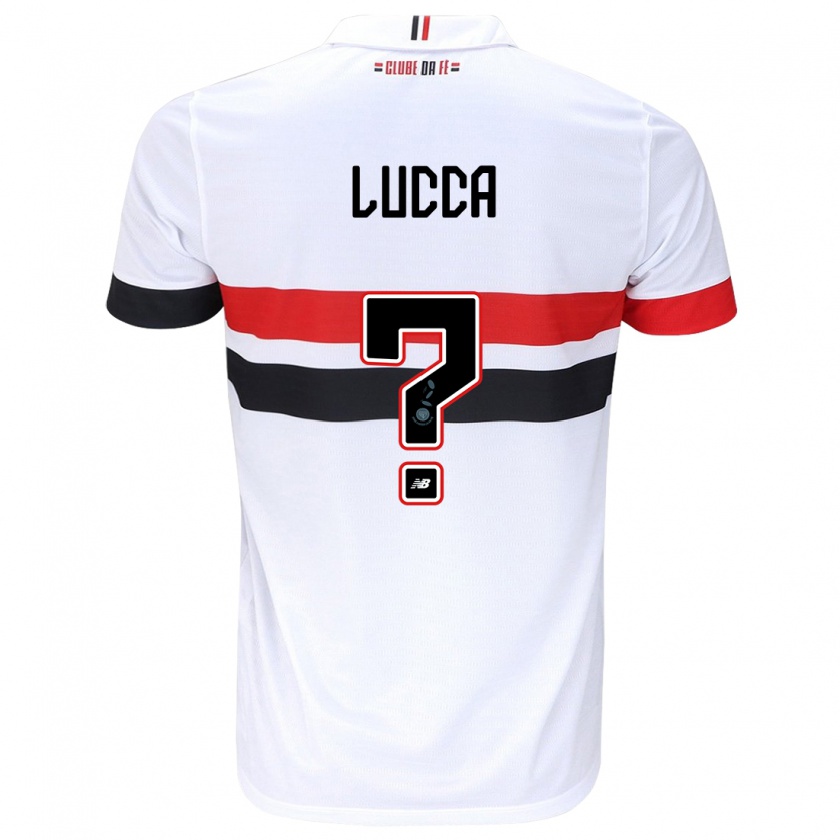 Kandiny Bambino Maglia Cauã Lucca #0 Bianco Rosso Nero Kit Gara Home 2024/25 Maglietta